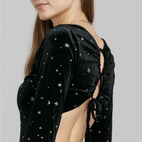 - STARS Moon Black Velour Velvet Galaxy Wild Fable Long Sleeve Open Backโฆ - Picture 5 of 8